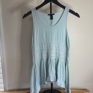 Pastel Blue Lace-Trimmed Tank Top from Forever 21